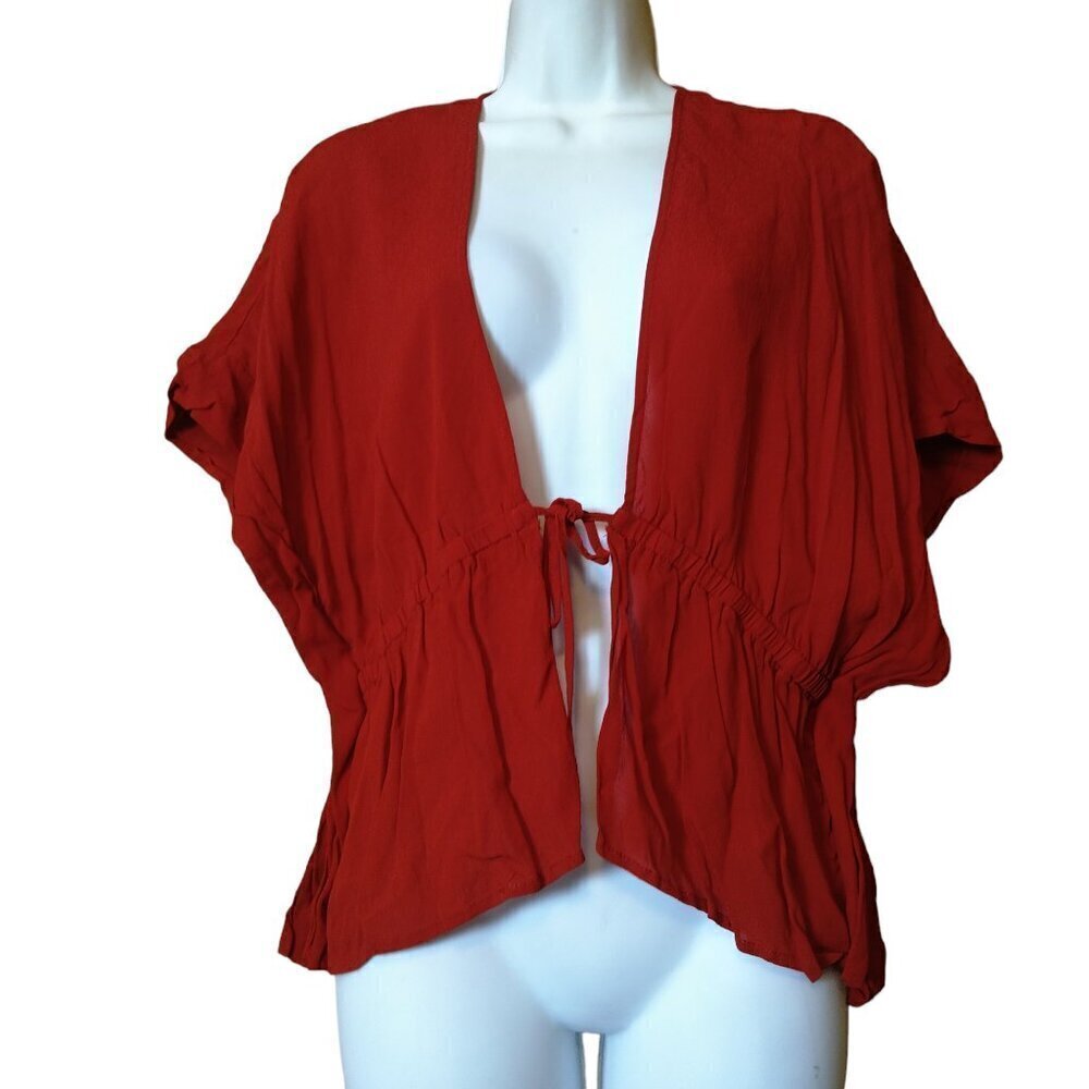 Forever 21 Contemporary Size XS Sleeveless Red Tie Front Cover Up Top